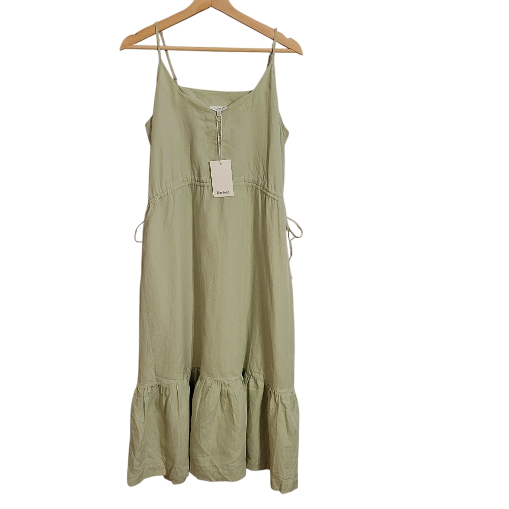 Darling Society Green Linen Blend Midi Dress